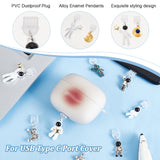 PVC Mobile Dustproof Plugs, with Mixed Style Spaceman Alloy Pendants, Mixed Color, 2.8~4.1cm, 10pcs/set