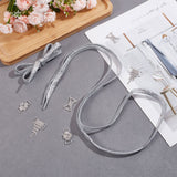 Alloy Buckle Clasps, with Rhinestone, with Flat Sparkle Smooth Polyester Shoelaces, Silver, Buckle: 16.5~38x16~26x3~6mm, 6pcs; Shoelaces: 1225x8x2.5mm, 1 pair