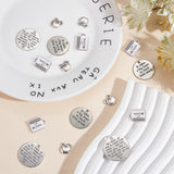 40Pcs 4 Style Tibetan Style Alloy Pendants for Teachers' Day, Cadmium Free & Lead Free, Flat Round & Rectangle with Word, Antique Silver, 10~24.5x10.5~24.5x1~3mm, Hole: 1.5~2mm, 10pcs/style