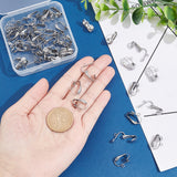 50Pcs 304 Stainless Steel Clip-on Earrings Findings, with Horizontal Loops, for Non-pierced Ears, Stainless Steel Color, 16x12x7.5mm, Hole: 1.8mm