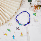 1.5 Strands Cross Handmade Millefiori Glass Beads Strands, Mixed Color, 17x14x3mm, Hole: 1.5mm