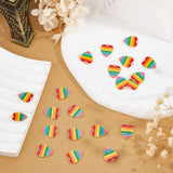 30Pcs Alloy Enamel Pendants, Light Gold, Heart with Rainbow Stripe, Colorful, 18x15x1.5mm, Hole: 1.6mm