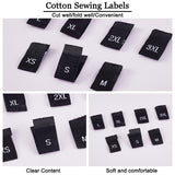 350Pcs 7 Sizes XS~3XL Clothing Size Labels, Woven Crafting Craft Labels, for Clothing Sewing, Black, 39x10x0.2mm