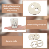 16Pcs 4 Style Plywood Candle Wick Holders, Centering Devices for Candle Making, Round, Beige, 8.8~9.8x0.45cm, 4pcs/style