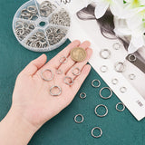 304 Stainless Steel Open Jump Rings, with Brass Rings, Antique Bronze & Stainless steel Color, 103x17mm, 180pcs/box