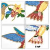 4Pcs 2 Style Polyester Computerized Embroidery Cloth Iron on/Sew on Patches, with Adhesive Back, Costume Accessories, Appliques, Hummingbird, Colorful, 61x93x1.2mm, 2pcs/style