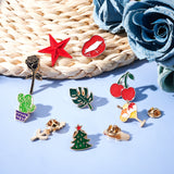 Alloy Enamel Brooches, Enamel Pin, with Brass Butterfly Clutches, Mixed Shapes, Light Gold, Cadmium Free & Nickel Free & Lead Free, Mixed Color, 10pcs/box