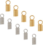 Vacuum Plating 304 Stainless Steel Coil Cord Ends, Column, Golden & Stainless Steel Color, 6.8x5.2x1.1cm, 60pcs/box