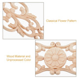 Natural Wood Carved Onlay Applique Craft, Unpainted Onlay Furniture Home Decoration, Flower, Moccasin, 320x82x9mm