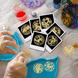 Nickel Decoration Stickers, Metal Resin Filler, Epoxy Resin & UV Resin Craft Filling Material, Golden, 12 Chinese Zodiac Signs, 40x40mm, 12pcs/set