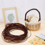 Plastic Imitation Cane Wire Cord, Flat, Coconut Brown, 5mm