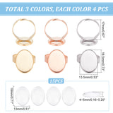 DIY Oval Blank Dome Adjustable Ring Making Kit, Including 201 Stainless Steel Ring Settings, Glass Cabochons, Mixed Color, 27Pcs/box