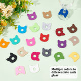 24Pcs 24 Colors Felt Wine Glass Charms, Cat Head, Mixed Color, 35x35mm, Hole: 10mm, 1pc/color