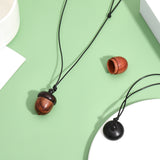 2Pcs 2 Colors Acorn Wood Locket Pendant Necklace with Wax Cords, Openable Storage Box Necklace for Women, Coconut Brown, 19.84~30.71 inch(50.4~78cm), 1Pc/color