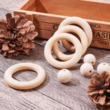 Round/Ring Unfinished Wood Beads, Natural Wooden Loose Beads Spacer Beads, Moccasin, 20~55x9~18mm, Hole: 4~36mm, 75pcs/set