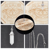 DIY Necklace Making Kit, Including 2Pcs 2 Style Basswood Round Planchette, 1Pc Natural White Jade Double Terminated Pointed Pendants, 1Pc 304 Stainless Steel Cable Chain Necklaces, Mixed Color, Board: 150x2.5mm