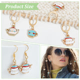 12Pcs 4 Style Alloy Enamel Teapot & Cup Charm Locking Stitch Markers, Gold Tone 304 Stainless Steel Clasp Locking Stitch Marker, Mixed Color, 3~3.3cm, 3pcs/style