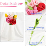 3Pcs 3 Colors Cotton Knitting Artificial Flower, Ornament Accessories, with Package Bag, Mother's Day Theme, Dianthus Caryophyllus, Mixed Color, 435mm, 1pc/color