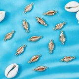 30Pcs Brass Connector Charms, Cowrie Shell Shape, Real 18K Gold Plated, 18x7.5x3.5mm, Hole: 1mm