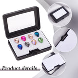 Rectangle Iron Loose Diamond Display Boxes, Small Jewelry Storage Case with Sponge, Electrophoresis Black, 8x6.05x1.7cm