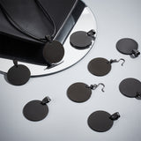 20Pcs 201 Stainless Steel Pendants, Blank Tag, Flat Round Charm, Electrophoresis Black, 25x1mm, Hole: 8x4mm