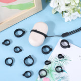 60Pcs 5 Style Silicone Pendant, for Electronic Stylus & Lighter Making, Black, 16~29x12~24.5x6~8mm, Hole: 2~3mm, Inner Diameter: 8~20.5mm, 12pcs/style