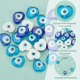 30Pcs 3 Colors Handmade Evil Eye Lampwork Beads Strands, Heart, Mixed Color, 11.5x14x4.5mm, Hole: 1.2mm, 10pcs/color