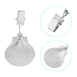 Zinc Alloy Table Cover Tablecloth Weights, with Iron Clip, Shell Shape, Platinum, 65~78mm, 4pcs/set