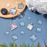 Transparent Glass Square Cabochons, Clear, 12~25x12~25x4~6mm, 60pcs/box