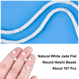 Natural White Jade Beads Strands, Heishi Beads, Flat Round/Disc, 4.5x2.5mm, Hole: 0.9mm, about 150pcs/strand, 15.55''(39.5cm)