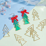 16Pcs Brass Filigree Joiners Links, Geometrical Triangle Christmas Tree, Raw(Unplated), 46x21x1mm