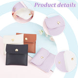 4Pcs 4 Colors PU Imitation Leather Jewelry Storage Bags, with Golden Tone Snap Buttons, Square, Mixed Color, 7.9x8x0.75cm, 1pc/color