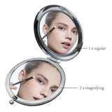 304 Stainless Steel Customization Mirror, Flat Round with Word, Floral Pattern, 70x65mm