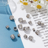 100Pcs 5 Style 202 Stainless Steel Beads, Grooved Column, Stainless Steel Color, 4~8x4~5mm, Hole: 3~6mm, 20pcs/style