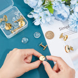 10Pcs 5 Styles Brass Cuff Button, Cufflink Findings for Apparel Accessories, 10Pcs 5 Styles Transparent Glass Cabochons, Golden, 11.5~20x11.5~18x4~21.5mm, tray: 12~20mm