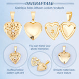 3Pcs 304 Stainless Steel Diffuser Locket Pendants, with Rhinestone, Heart, Crystal, Golden, 22.5x19x6mm, Hole: 9x5mm, Inner Size: 14x11mm