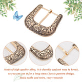 3 Sets Belt Alloy Buckle Sets, include Roller Buckle, Rectangle Silder Charm, Triangle Zipper Stopper, Antique Golden, 42x11x18mm