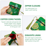 14Pcs 14 Colors Chinese Brocade Tassel Zipper Jewelry Bag Gift Pouch, Square, Mixed Color, 11.5x11.5cm, 1pc/color