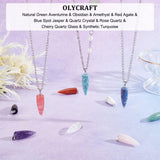 10Pcs 10 Style Natural & Synthetic Gemstone Pendants, with Platinum Brass Findings, Bullet, Mixed Color, 32~35x10~11mm, Hole: 4.5~7x3~4mm, 1pc/style