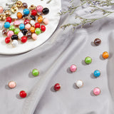 100Pcs 10 Style 1-Hole Brass Resin Button, Flat Round, Mixed Color, 10x8mm, Hole: 2.5mm, 10pcs/style