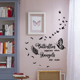 PVC Wall Stickers, for Home Living Room Bedroom Wall Decoration, Black, Butterfly Pattern, 350x800mm