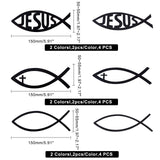 12 Sheets 6 Style PET Decoration Sticker, for Easter, Jesus Fish/Christian Ichthys Ichthus, Mixed Color, 2 sheets/style