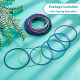 60Pcs 6 Colors Spring Bracelets Set, Minimalist Steel Stackable Stretch Bracelets for Women, Mixed Color, Inner Diameter: 2-1/4 inch(5.85cm), 10 Strands/color