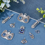 30Pcs 5 Styles Evil Eye Theme Alloy Enamel Pendants, Cadmium Free & Nickel Free & Lead Free, Mixed Shapes, Antique Silver, 16~33x12~39x4~7mm, Hole: 1.8~7mm, 5pcs/style