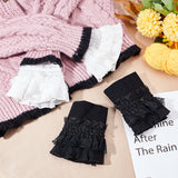 2 Sets 2 Colors Polyester Oversleeves, Layered Lace Wristband, False Sleeves, Wrist Cuffs, with Plastic Button, for Women, Mixed Color, 300x134x3.8mm, 2pcs/set, 1 set/color