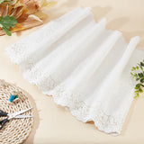 3 Yards Cotton Embroidered Wavy Edge Flower Lace Fabric, for DIY Clothing Accessories, White, 14-1/8~15-1/8 inch(360~385mm)