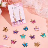 24Pcs 6 Colors  Butterfly Alloy Enamel Pendant Decorations, Lobster Clasps Charms, for Keychain, Purse, Backpack Ornament, Mixed Color, 28mm, Butterfly: 15.5x22x2mm, 4pcs/color