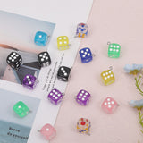 40Pcs Acrylic Pendants, Dice Charms, Mixed Color, 23.5x18.5x14mm, Hole: 2mm