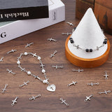 120Pcs Tibetan Style Alloy Connector Charms, Sideways Cross Links, Antique Silver, 20x8x2mm, Hole: 2mm