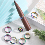 18Pcs 6 Size 304 Stainless Steel Grooved Finger Ring Settings, Ring Core Blank, for Inlay Ring Jewelry Making, Rainbow Color, US Size 6 1/2~13(16.9~22.2mm), 3Pcs/size